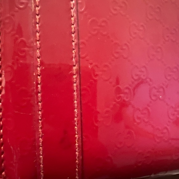 Gucci Micro Guccisima Patent Leather Zip around wallet, Red EUC!! - Picture 6 of 7